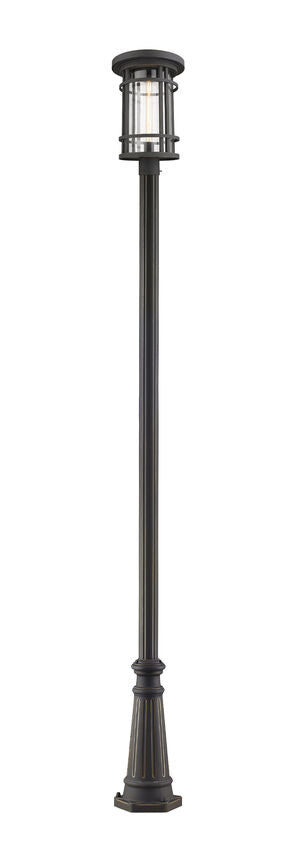 Z-Lite Jordan 12" W x 114" H 1-Light Oil Rubbed Bronze Aluminum Frame Clear Seedy Glass Shade Outdoor Post Mounted Fixture