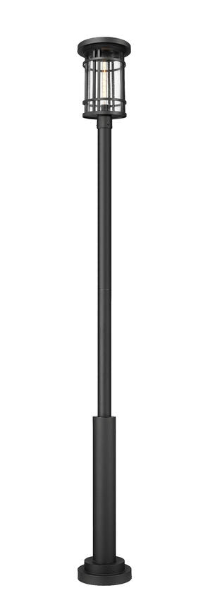 Z-Lite Jordan 12" W x 115" H 1-Light Black Aluminum Frame Clear Seedy Glass Shade Outdoor Post Mounted Fixture