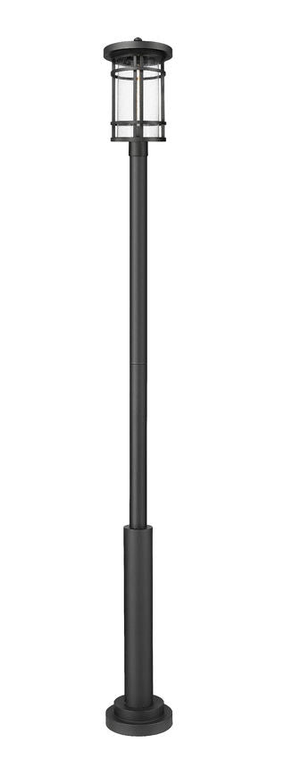 Z-Lite Jordan 12" W x 115" H 1-Light Black Aluminum Frame Clear Seedy Glass Shade Outdoor Post Mounted Fixture
