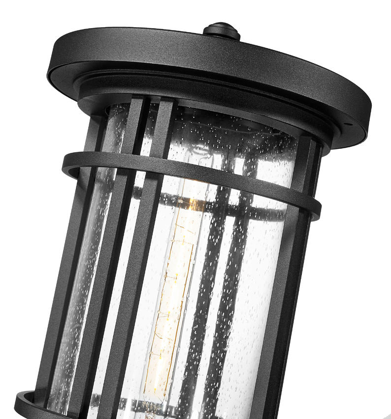 Z-Lite Jordan 12" W x 115" H 1-Light Black Aluminum Frame Clear Seedy Glass Shade Outdoor Post Mounted Fixture