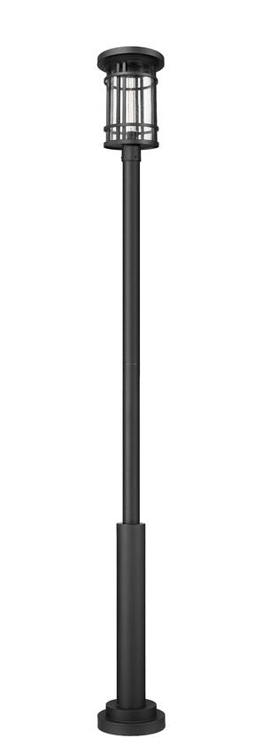 Z-Lite Jordan 12" W x 115" H 1-Light Black Aluminum Frame Clear Seedy Glass Shade Outdoor Post Mounted Fixture