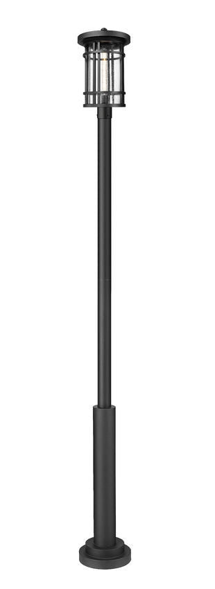 Z-Lite Jordan 12" W x 115" H 1-Light Black Aluminum Frame Clear Seedy Glass Shade Outdoor Post Mounted Fixture