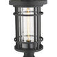 Z-Lite Jordan 12" W x 22" H 1-Light Black Outdoor Post Mount Fixture and Round Pier Mount With Clear Seedy Glass Shade