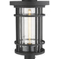 Z-Lite Jordan 12" W x 22" H 1-Light Black Outdoor Post Mount Fixture and Round Pier Mount With Clear Seedy Glass Shade
