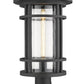 Z-Lite Jordan 12" W x 22" H 1-Light Black Outdoor Post Mount Fixture and Round Pier Mount With Clear Seedy Glass Shade