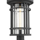 Z-Lite Jordan 12" W x 22" H 1-Light Black Outdoor Post Mount Fixture and Square Pier Mount With Clear Seedy Glass Shade