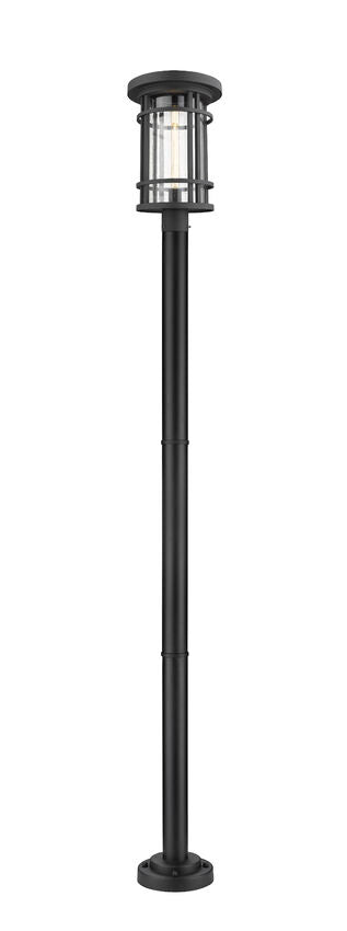 Z-Lite Jordan 12" W x 94" H 1-Light Oil Rubbed Bronze Aluminum Frame Clear Seedy Glass Shade Outdoor Post Mounted Fixture