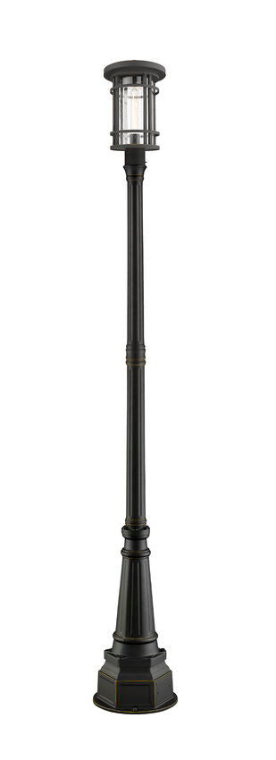 Z-Lite Jordan 14" W x 100" H 1-Light Oil Rubbed Bronze Aluminum Frame Clear Seedy Glass Shade Outdoor Post Mounted Fixture