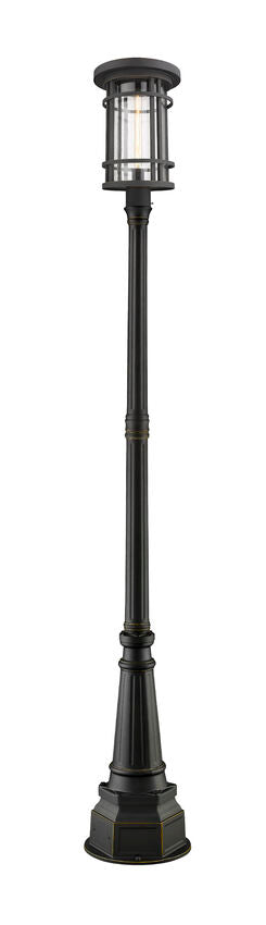 Z-Lite Jordan 14" W x 110" H 1-Light Oil Rubbed Bronze Aluminum Frame Clear Seedy Glass Shade Outdoor Post Mounted Fixture