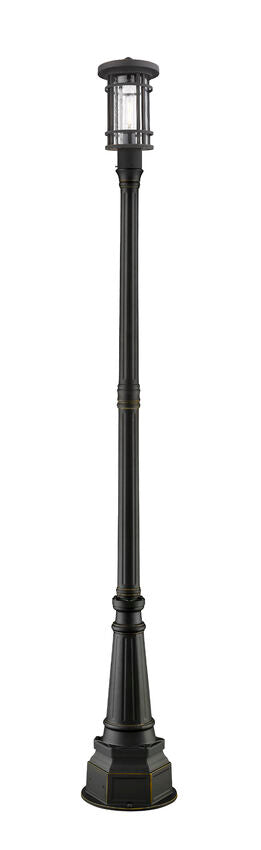 Z-Lite Jordan 14" W x 97" H 1-Light Oil Rubbed Bronze Aluminum Frame Clear Seedy Glass Shade Outdoor Post Mounted Fixture