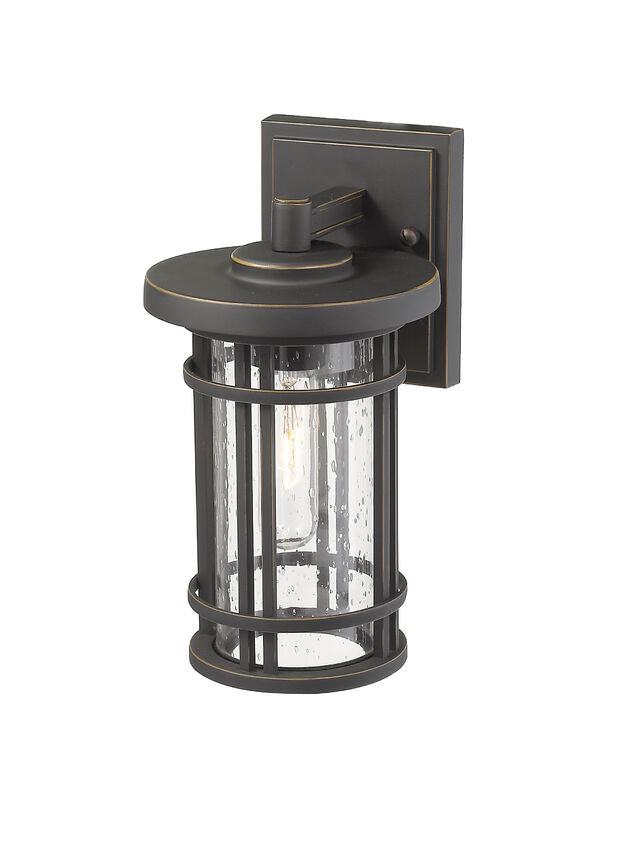 Z-Lite Jordan 6" 1-Light Oil Rubbed Bronze Outdoor Wall Sconce With Clear Seedy Glass Shade