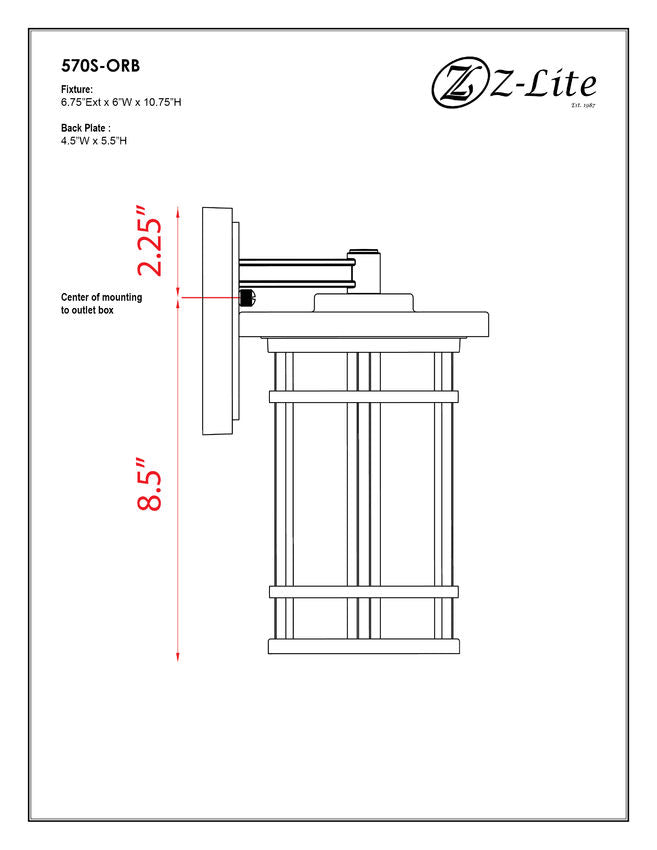 Z-Lite Jordan 6" 1-Light Oil Rubbed Bronze Outdoor Wall Sconce With Clear Seedy Glass Shade