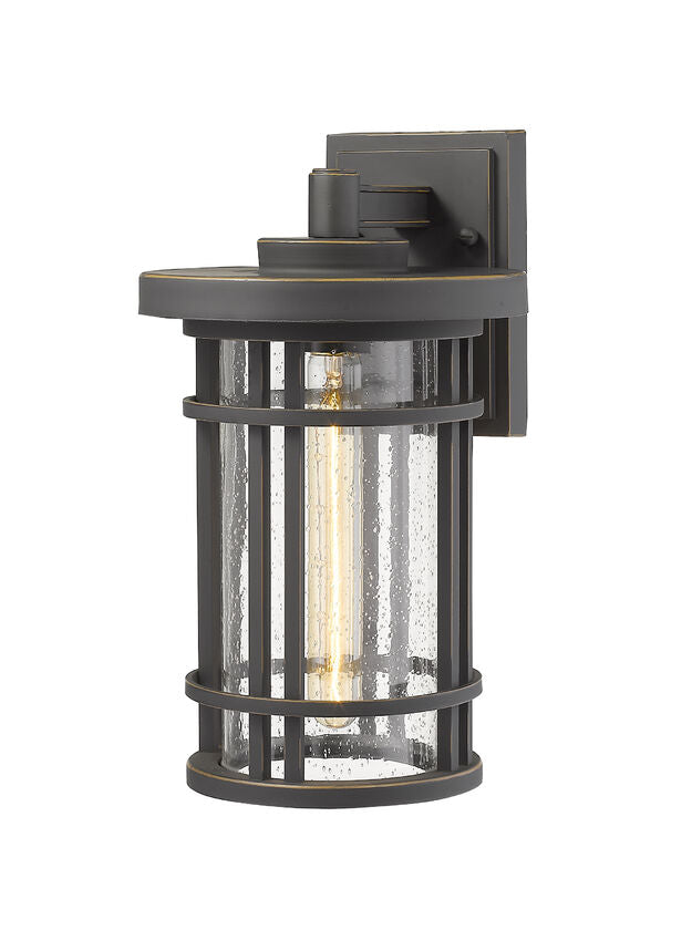 Z-Lite Jordan 8" 1-Light Oil Rubbed Bronze Outdoor Wall Sconce With Clear Seedy Glass Shade