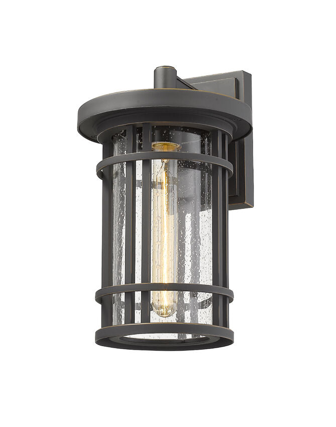 Z-Lite Jordan 8" 1-Light Oil Rubbed Bronze Outdoor Wall Sconce With Clear Seedy Glass Shade
