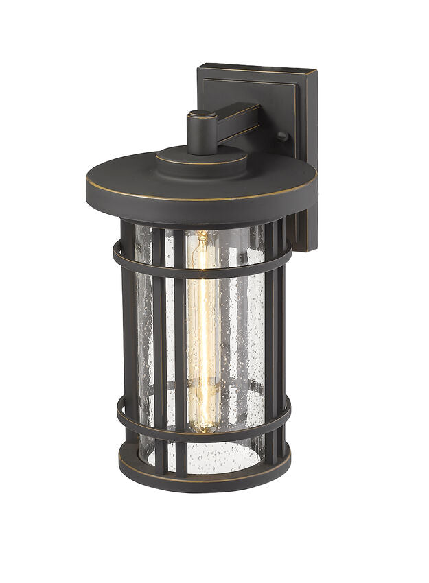 Z-Lite Jordan 8" 1-Light Oil Rubbed Bronze Outdoor Wall Sconce With Clear Seedy Glass Shade