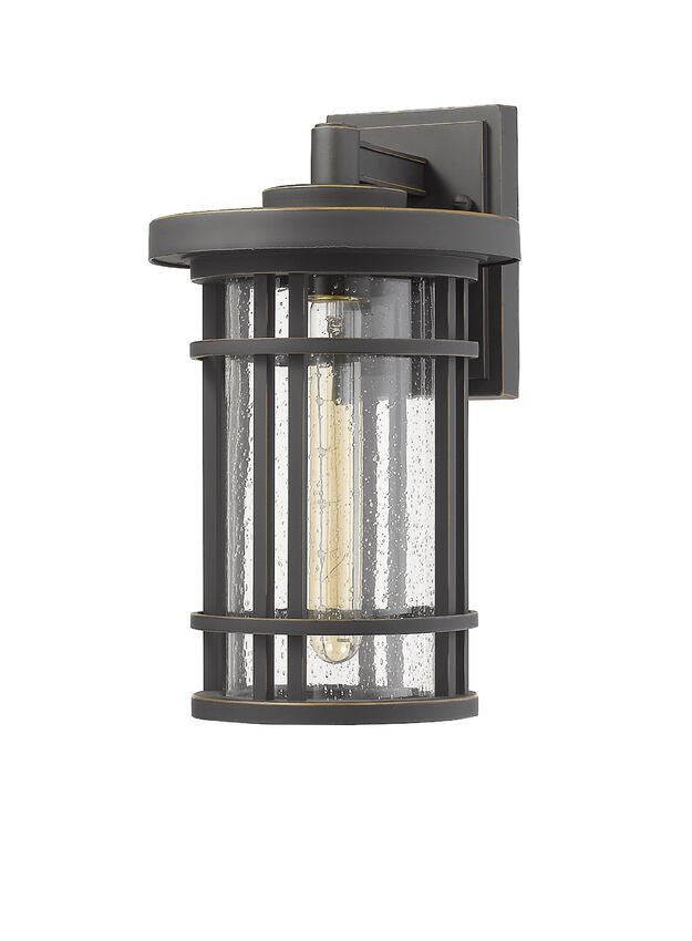 Z-Lite Jordan 8" 1-Light Oil Rubbed Bronze Outdoor Wall Sconce With Clear Seedy Glass Shade