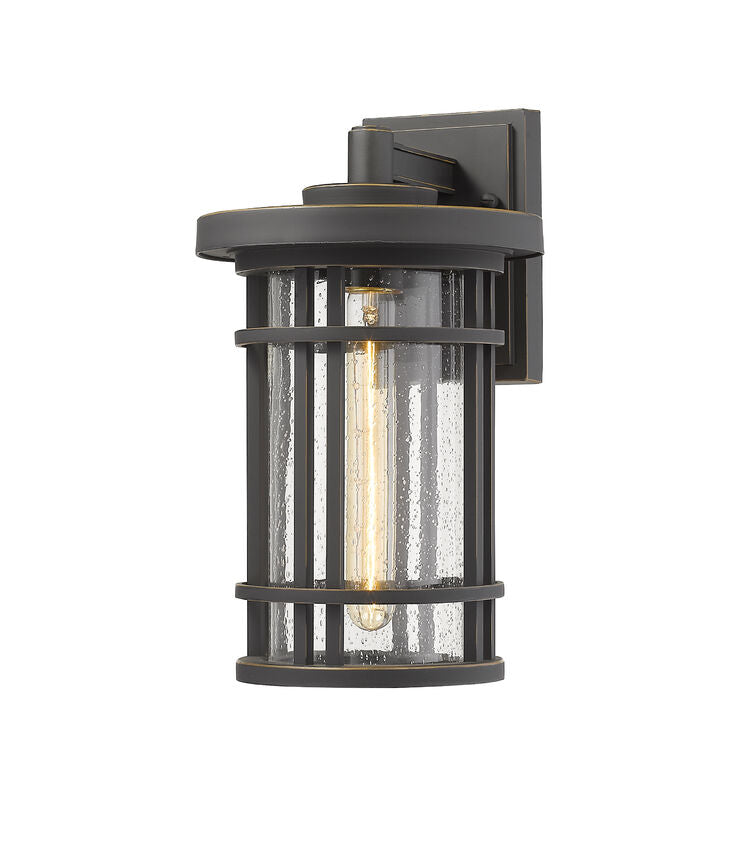 Z-Lite Jordan 8" 1-Light Oil Rubbed Bronze Outdoor Wall Sconce With Clear Seedy Glass Shade