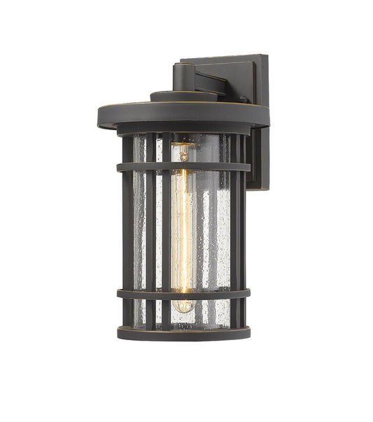 Z-Lite Jordan 8" 1-Light Oil Rubbed Bronze Outdoor Wall Sconce With Clear Seedy Glass Shade