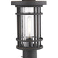 Z-Lite Jordan 8" W x 17" H 1-Light Oil Rubbed Bronze Outdoor Post Mount Fixture and Square Pier Mount With Clear Seedy Glass Shade