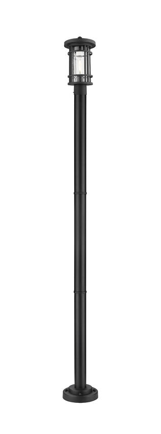 Z-Lite Jordan 9" W x 88" H 1-Light Black Aluminum Frame Clear Seedy Glass Shade Outdoor Post Mounted Fixture