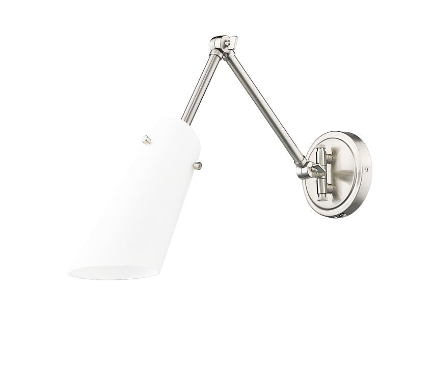 Z-Lite Julia 5" 1-Light Brushed Nickel Steel and Opal Glass Shade Wall Sconce