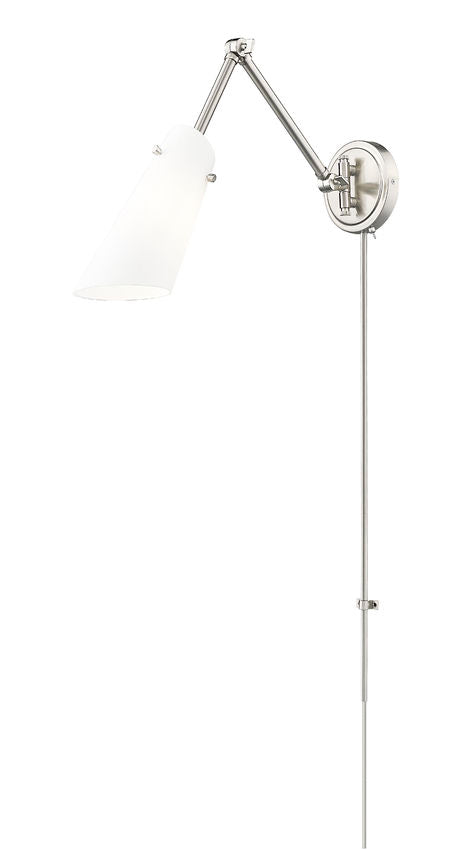 Z-Lite Julia 5" 1-Light Brushed Nickel Steel and Opal Glass Shade Wall Sconce