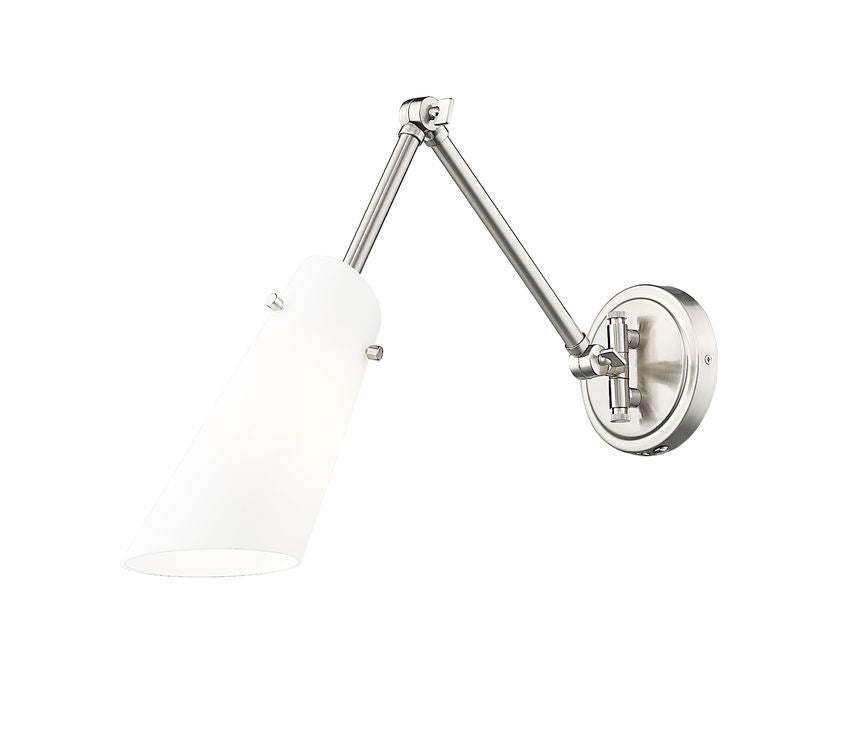 Z-Lite Julia 5" 1-Light Brushed Nickel Steel and Opal Glass Shade Wall Sconce