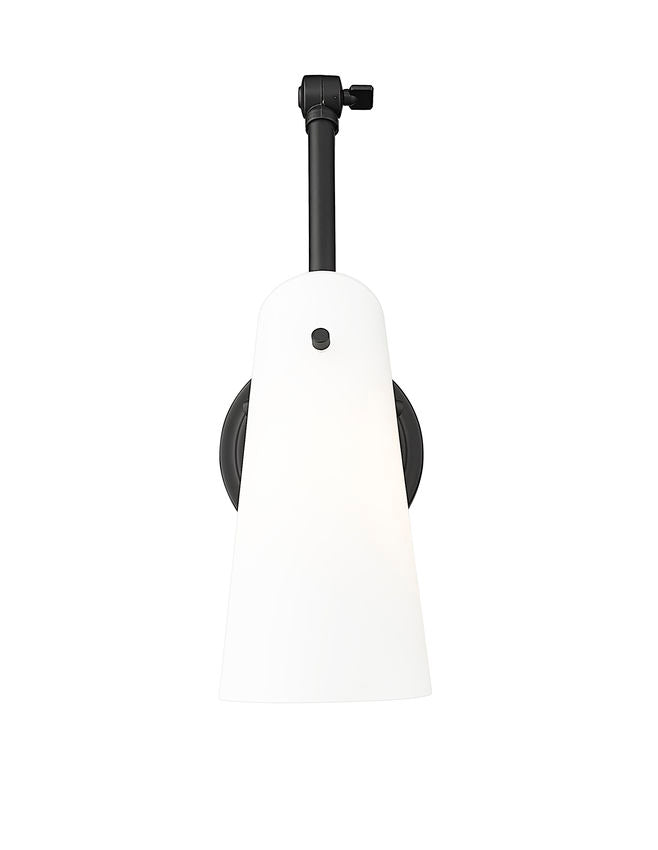 Z-Lite Julia 5" 1-Light Matte Black Steel and Opal Glass Shade Wall Sconce