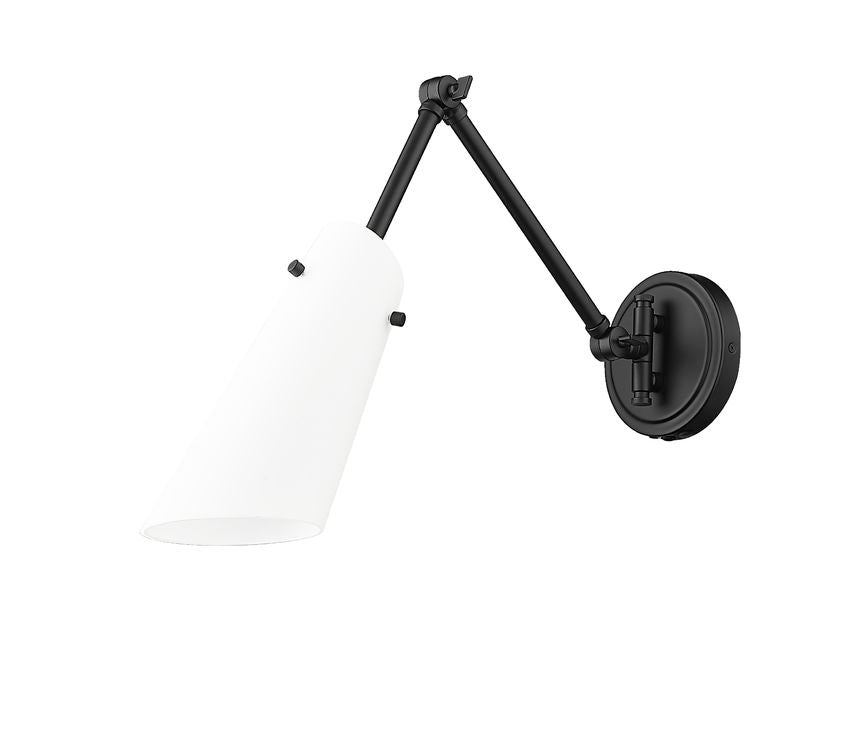 Z-Lite Julia 5" 1-Light Matte Black Steel and Opal Glass Shade Wall Sconce