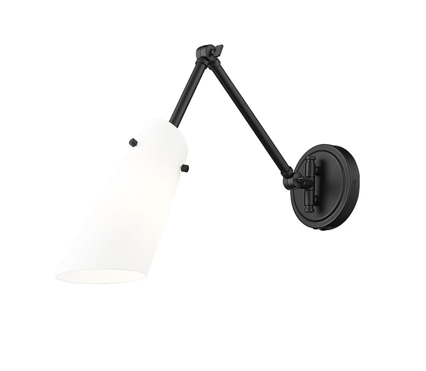Z-Lite Julia 5" 1-Light Matte Black Steel and Opal Glass Shade Wall Sconce