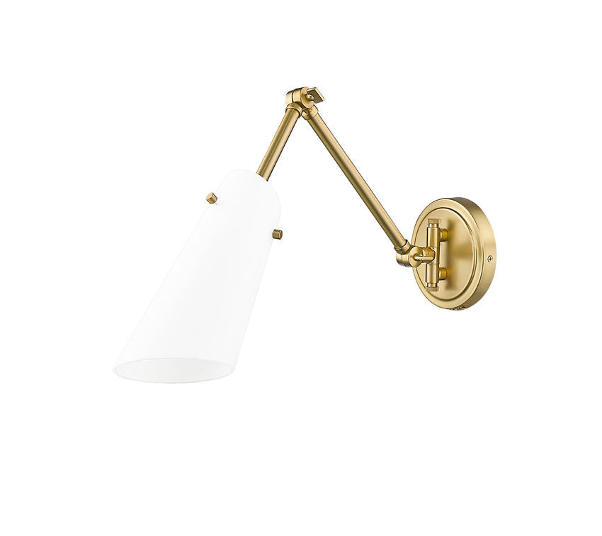 Z-Lite Julia 5" 1-Light Modern Gold Steel and Opal Glass Shade Wall Sconce