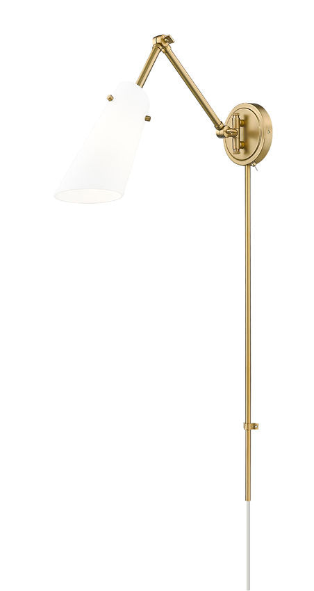 Z-Lite Julia 5" 1-Light Modern Gold Steel and Opal Glass Shade Wall Sconce