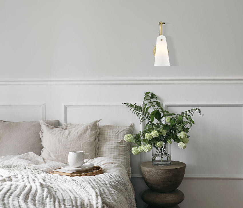 Z-Lite Julia 5" 1-Light Modern Gold Steel and Opal Glass Shade Wall Sconce