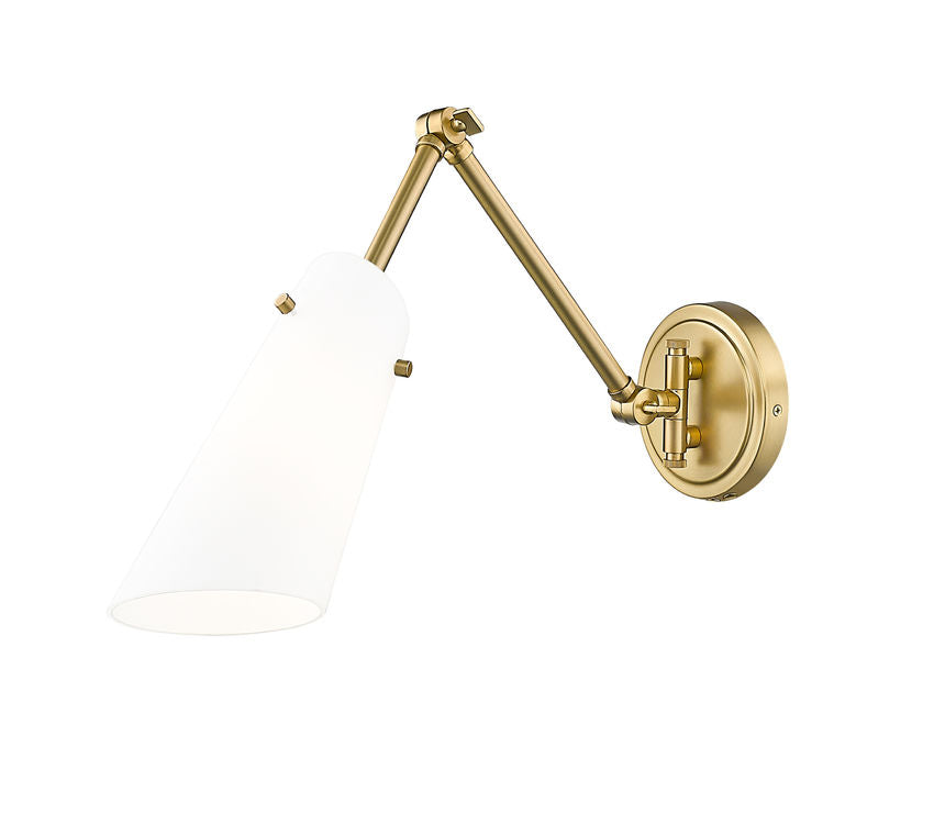 Z-Lite Julia 5" 1-Light Modern Gold Steel and Opal Glass Shade Wall Sconce