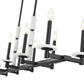 Z-Lite Kaden 10-Light Candelabra Bulb Base Matte Black Steel Frame Stone Alabaster Linear Chandelier