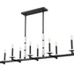 Z-Lite Kaden 10-Light Candelabra Bulb Base Matte Black Steel Frame Stone Alabaster Linear Chandelier