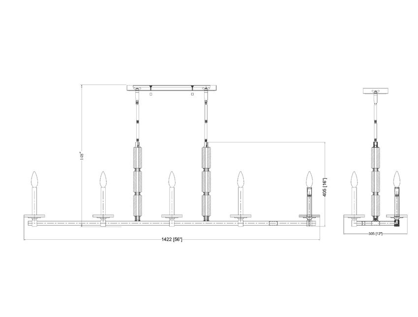 Z-Lite Kaden 10-Light Candelabra Bulb Base Matte Black Steel Frame Stone Alabaster Linear Chandelier