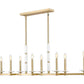 Z-Lite Kaden 10-Light Candelabra Bulb Base Modern Gold Steel Frame Stone Alabaster Linear Chandelier