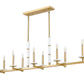Z-Lite Kaden 10-Light Candelabra Bulb Base Modern Gold Steel Frame Stone Alabaster Linear Chandelier