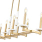Z-Lite Kaden 10-Light Candelabra Bulb Base Modern Gold Steel Frame Stone Alabaster Linear Chandelier