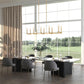 Z-Lite Kaden 10-Light Candelabra Bulb Base Modern Gold Steel Frame Stone Alabaster Linear Chandelier