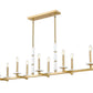 Z-Lite Kaden 10-Light Candelabra Bulb Base Modern Gold Steel Frame Stone Alabaster Linear Chandelier