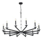 Z-Lite Kaden 12-Light Candelabra Bulb Base Matte Black Steel Frame Stone Alabaster Chandelier