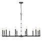 Z-Lite Kaden 12-Light Candelabra Bulb Base Matte Black Steel Frame Stone Alabaster Chandelier