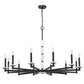 Z-Lite Kaden 12-Light Candelabra Bulb Base Matte Black Steel Frame Stone Alabaster Chandelier
