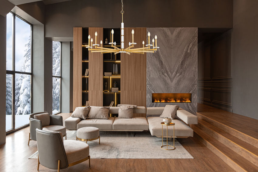 Z-Lite Kaden 12-Light Candelabra Bulb Base Modern Gold Steel Frame Stone Alabaster Chandelier