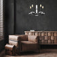 Z-Lite Kaden 5-Light Candelabra Bulb Base Matte Black Steel Frame Stone Alabaster Chandelier