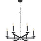 Z-Lite Kaden 6-Light Candelabra Bulb Base Matte Black Steel Frame Stone Alabaster Chandelier