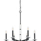 Z-Lite Kaden 6-Light Candelabra Bulb Base Matte Black Steel Frame Stone Alabaster Chandelier