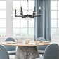 Z-Lite Kaden 6-Light Candelabra Bulb Base Matte Black Steel Frame Stone Alabaster Chandelier